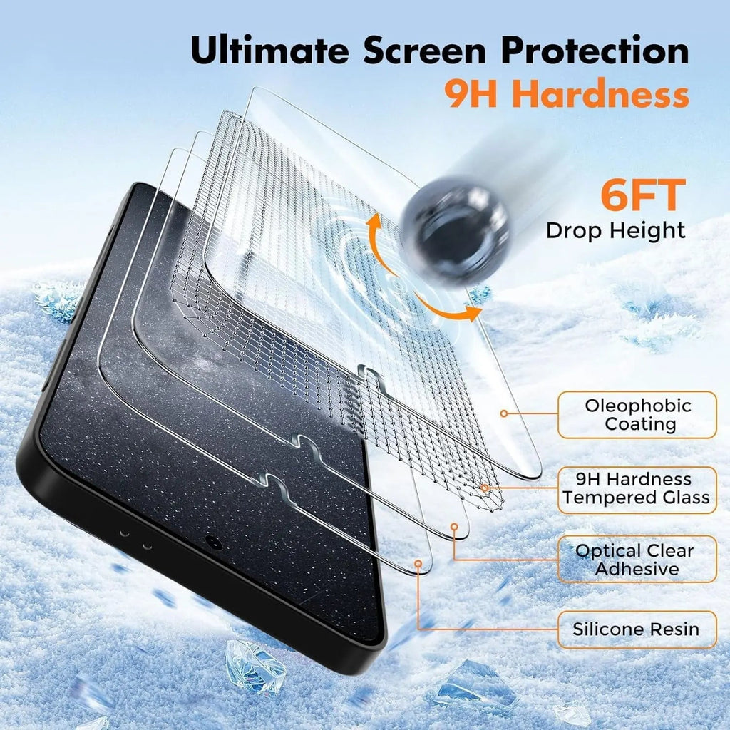 Entronix Clear Screen Protector Compatible with Galaxy A20 - 3-Piece Combo
