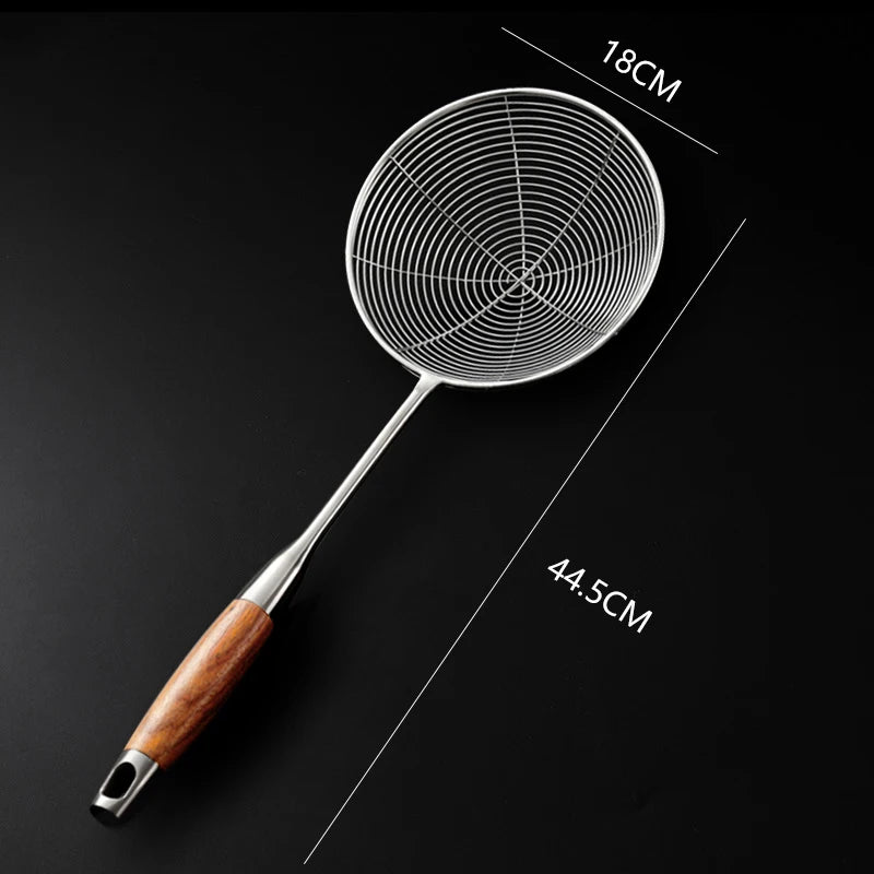 304 Stainless Steel Wood Handle Wide Fried Fish Spatulas Steak Shovel Fish Turner Slotted Beveled Kitchen Cooking Utensils