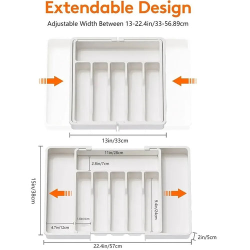 2026 Upgradation Adjustable Flatware Tableware Organizer – Plastic Multifunctional Drawer Organizer for Kitchen Counter Utensils