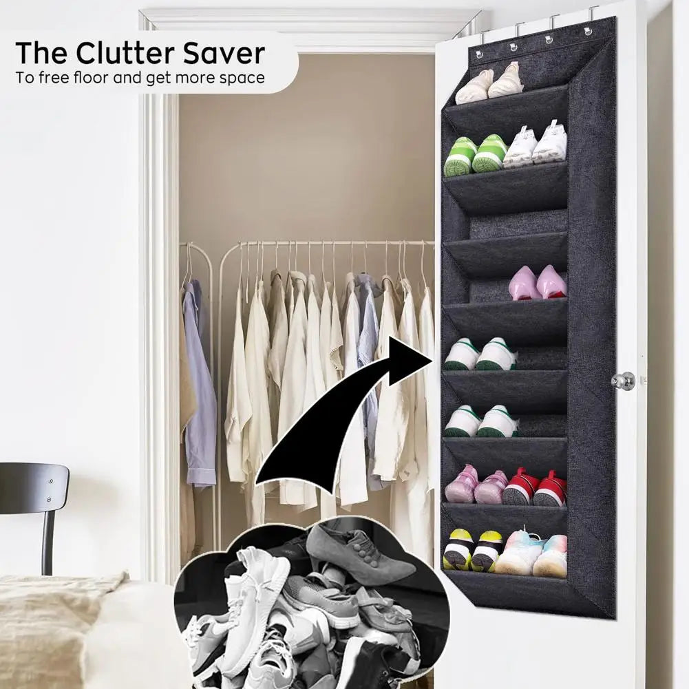 Wall Hanging Storage Bag Multi-pockets Large Capacity Waterproof  Hanging Organizer With 4 Hooks Sundries Storage Pouches