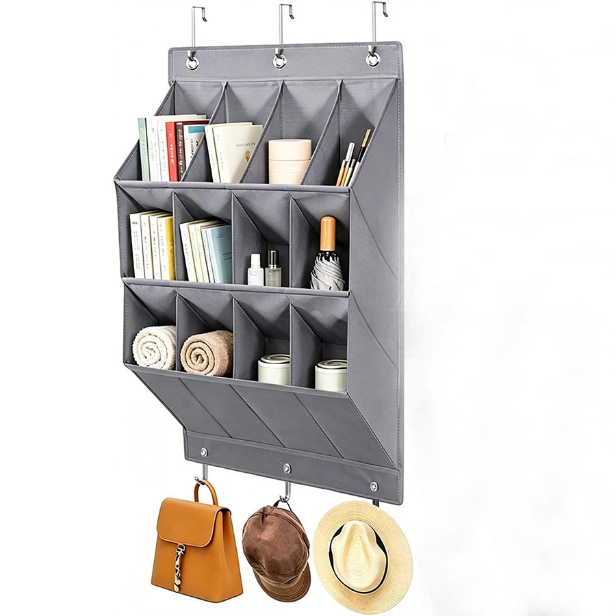 Over The Door Hanging Organizer Multi Pockets Fabric Storage Bag with Hooks Wall Mounted Sundry Storage Rack Space Saving Bedroo