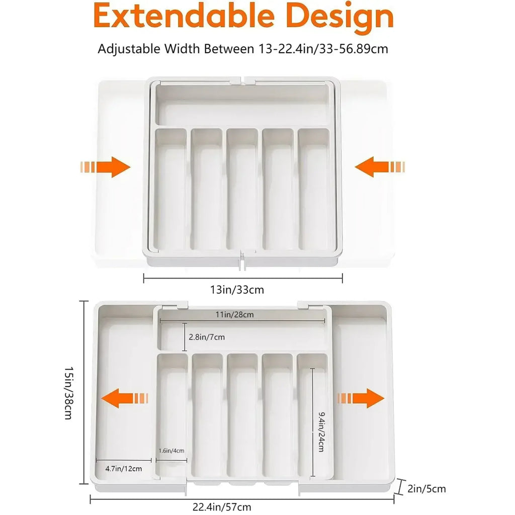2026 Upgradation Adjustable Flatware Tableware Organizer – Plastic Multifunctional Drawer Organizer for Kitchen Counter Utensils