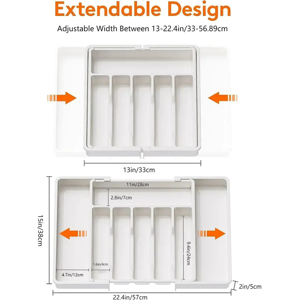 2026 Upgradation Adjustable Flatware Tableware Organizer – Plastic Multifunctional Drawer Organizer for Kitchen Counter Utensils