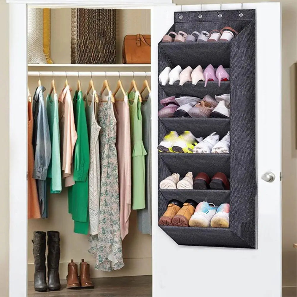 Wall Hanging Storage Bag Multi-pockets Large Capacity Waterproof  Hanging Organizer With 4 Hooks Sundries Storage Pouches