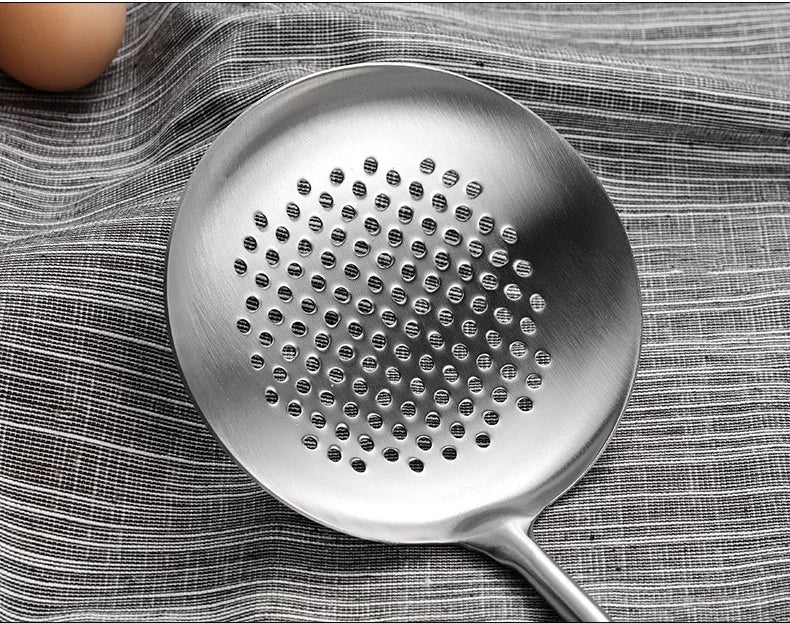 304 Stainless Steel Wood Handle Wide Fried Fish Spatulas Steak Shovel Fish Turner Slotted Beveled Kitchen Cooking Utensils