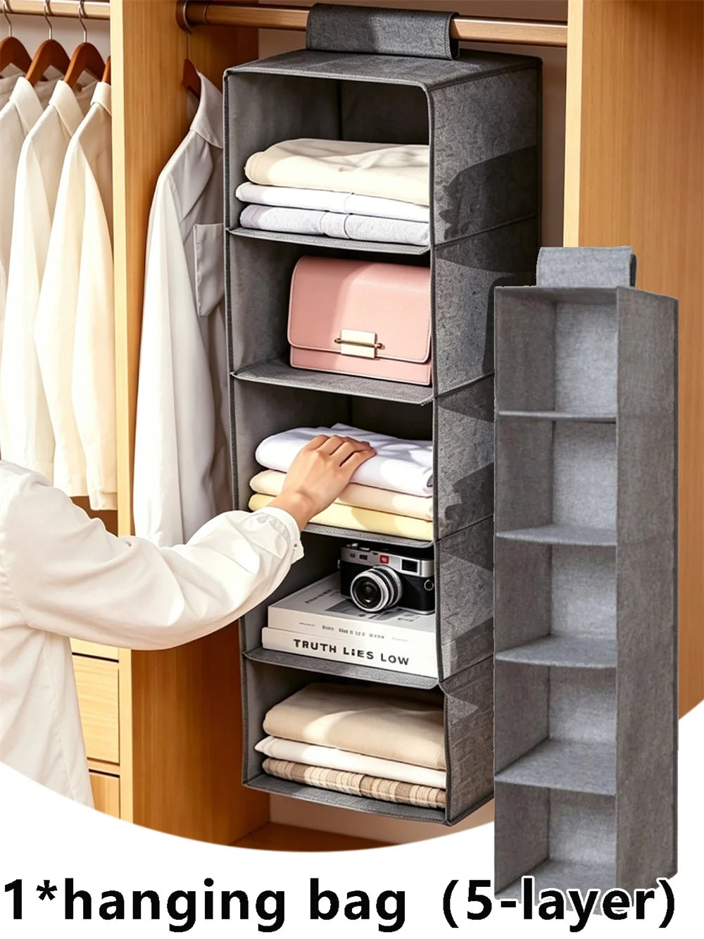 Wardrobe Hanging Storage Bag Interlayer Drawer Type Clothes Clothes Organizer Collapsible Storage Shelves Closet Organizer