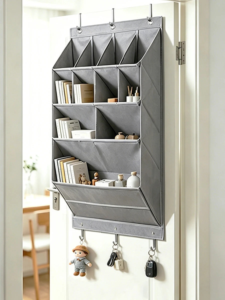 Over The Door Hanging Organizer Multi Pockets Fabric Storage Bag with Hooks Wall Mounted Sundry Storage Rack Space Saving Bedroo
