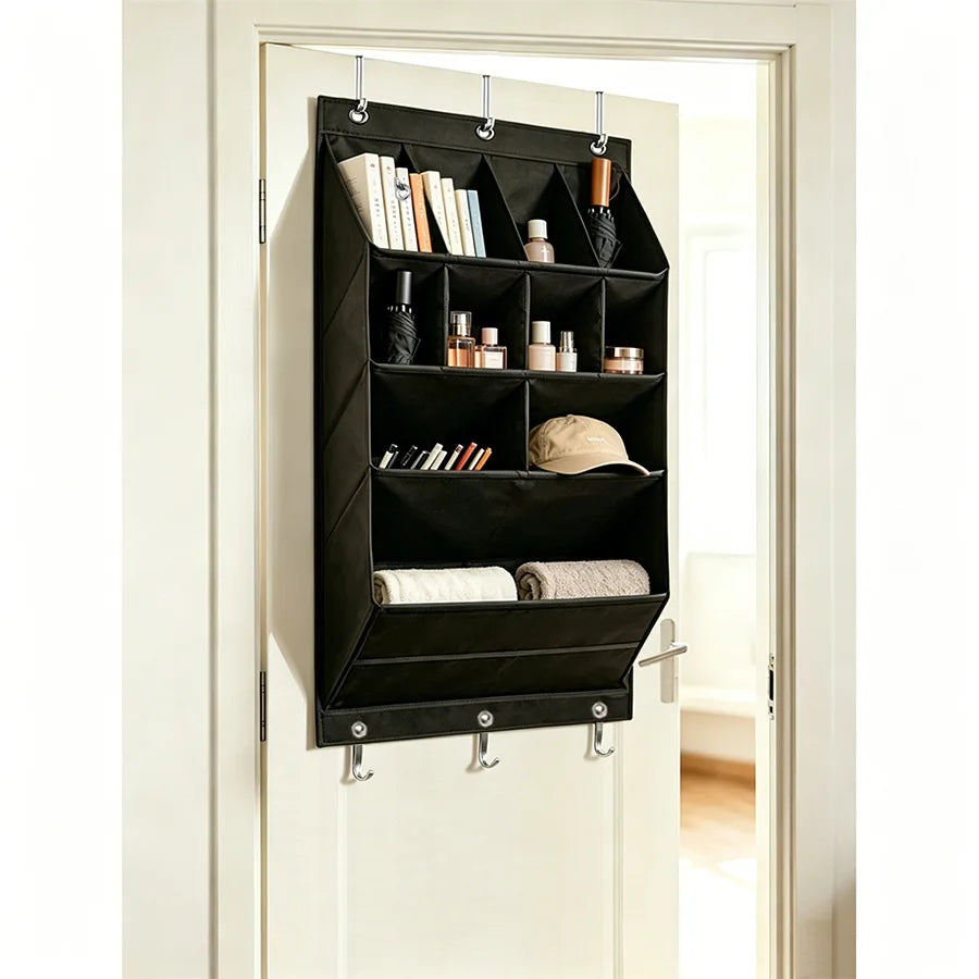 Over The Door Hanging Organizer Multi Pockets Fabric Storage Bag with Hooks Wall Mounted Sundry Storage Rack Space Saving Bedroo