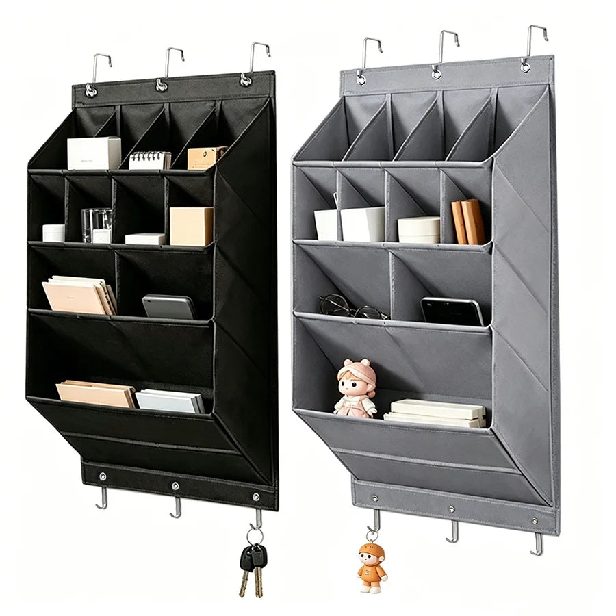Over The Door Hanging Organizer Multi Pockets Fabric Storage Bag with Hooks Wall Mounted Sundry Storage Rack Space Saving Bedroo
