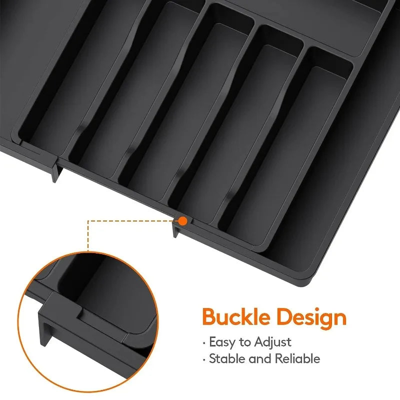 2026 Upgradation Adjustable Flatware Tableware Organizer – Plastic Multifunctional Drawer Organizer for Kitchen Counter Utensils