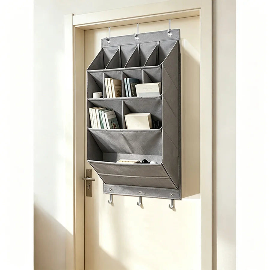 Over The Door Hanging Organizer Multi Pockets Fabric Storage Bag with Hooks Wall Mounted Sundry Storage Rack Space Saving Bedroo