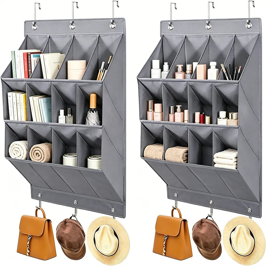 Over The Door Hanging Organizer Multi Pockets Fabric Storage Bag with Hooks Wall Mounted Sundry Storage Rack Space Saving Bedroo
