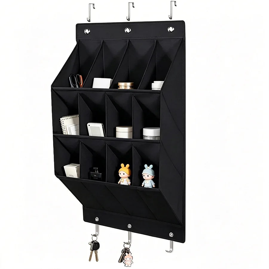 Over The Door Hanging Organizer Multi Pockets Fabric Storage Bag with Hooks Wall Mounted Sundry Storage Rack Space Saving Bedroo
