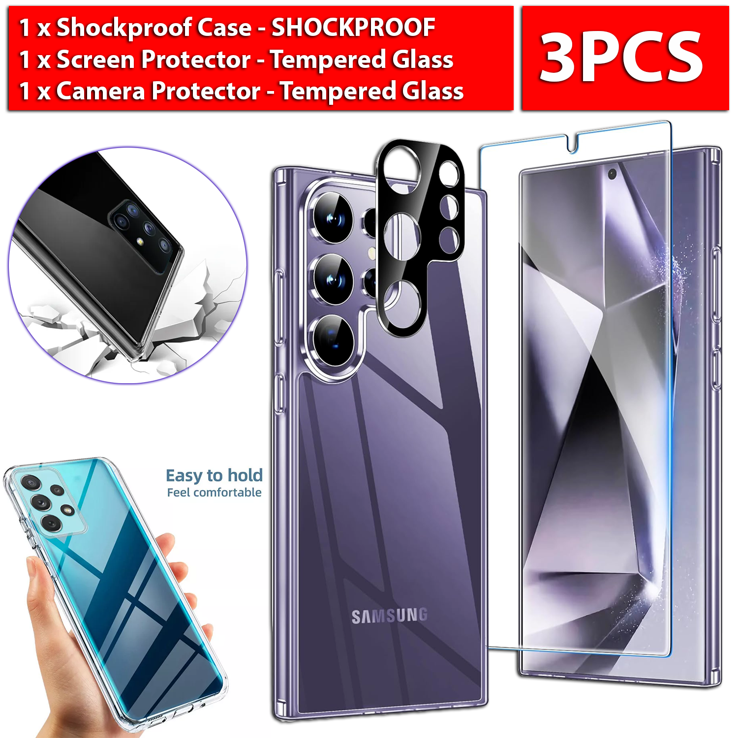 Samsung Galaxy S24 Ultra Shockproof Case & Screen Protector Bundle